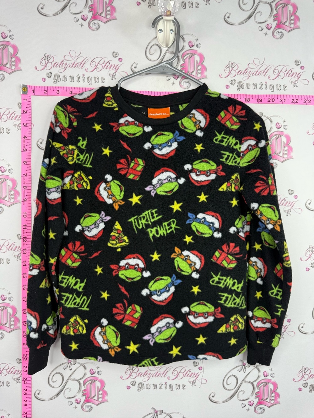 Nickelodeon Teenage Mutant Ninja Turtles sweater Black Holiday Fleece Pajama Top